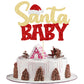 Gyufise 1Pc Santa Baby Cake Topper Red Glitter Xmas Hat Santa Baby Shower Cake Picks Christmas Baby Shower Cake Decoration For C