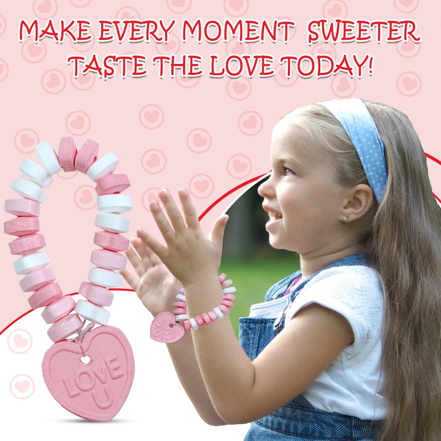 24 Heart Candy Bracelets - 15g Candy Bracelet Individually Wrapped - Heart Shaped Candy - Great for Candy Bags and Party Favors