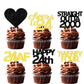 18Pcs Black Gold Glitter Dessert Cupcake Pick For Straight Outta 2000 Cheer To 24 Years Old Theme Decor Supplies Happy 24Th Birt