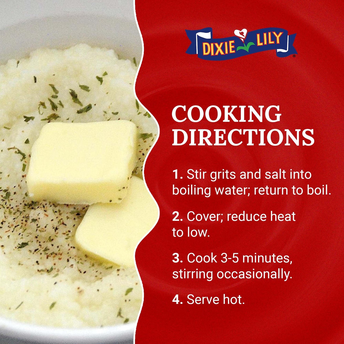 Dixie Lily White Corn Grits - Enriched With Iron, Niacin, Thiamine, Riboflavin - Classic Southern Taste - Certified Non-GMO - 2-