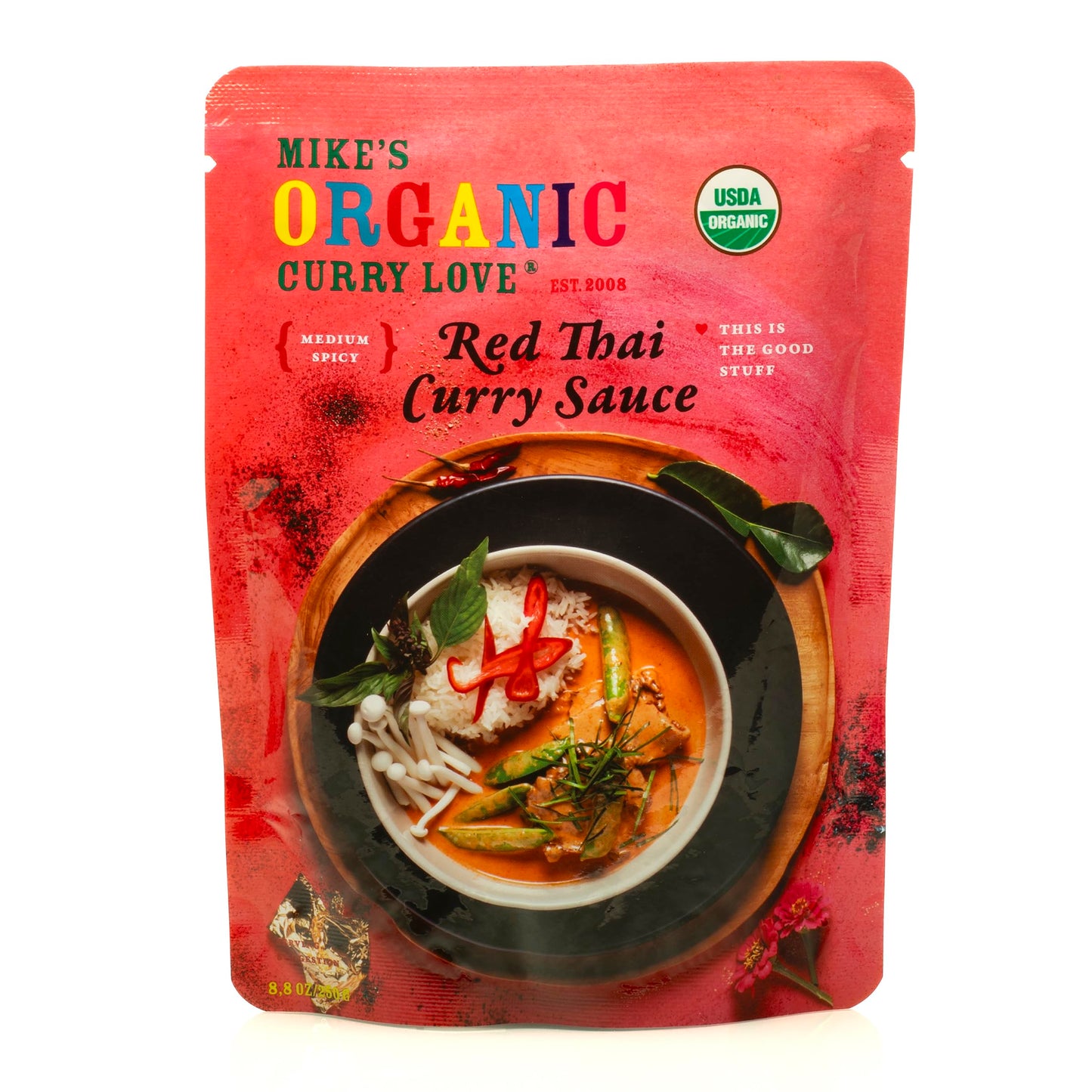 Mike 'S Organic Red Thai Curry Sauce Made In Thailand, Authentic & Premium | 6 X 8.8 Oz Pouches