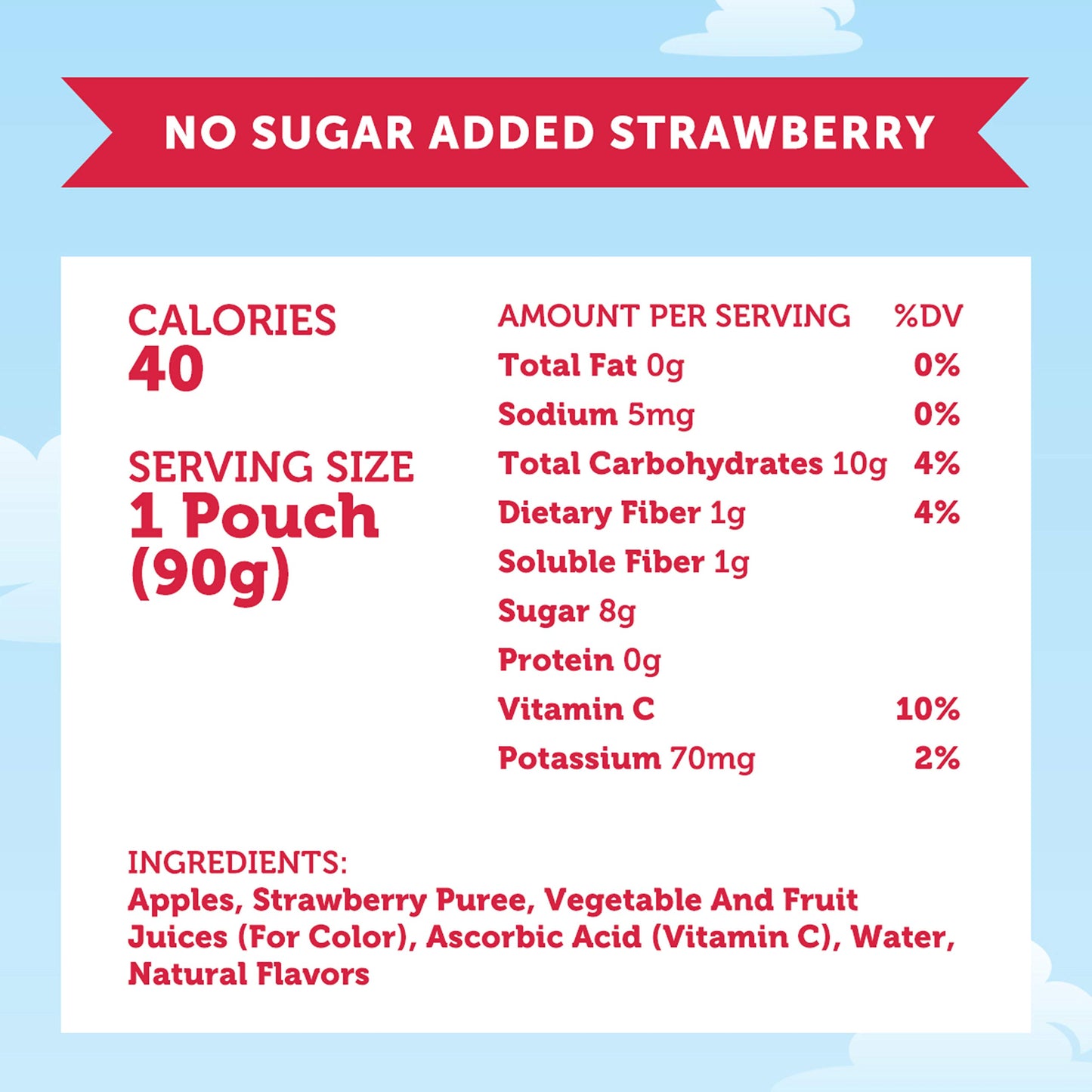 Motts No Sugar Added Strawberry Applesauce, 3.2 Oz Clear Pouches, 48 Count (4 Packs Of 12), Good Source Of Vitamin C, No Artifi