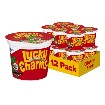 Lucky Charms With Marshmallows Breakfast Cereal Cup, Gluten Free, Single Serve Cereal, 1.7 Oz (Pack Of 12)