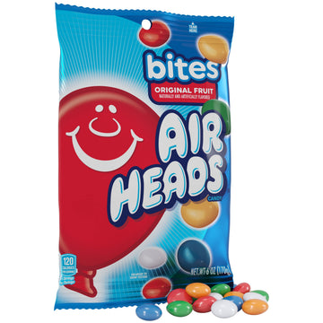 Airheads Candy Bites, Assorted Fruit Flavor, Non-Melting, 6oz Bag, Box of 12 Bags