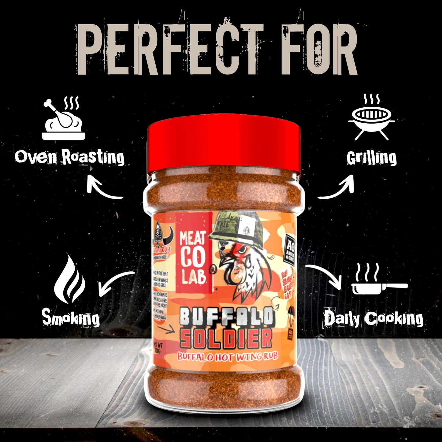 Angus & Oink | Buffalo Soldier Rub | Ultimate Spice Blend For Buffalo Wings | Unleash The Heat | Perfect For Grilling & Frying |