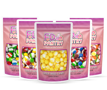 Freeze Dried Candy Variety Pack - Fruit Crunch 5 Pack, Fruit Crunch Original, Wildberry, Sour, Tropical, Lemon 4 Oz (5 Count) -