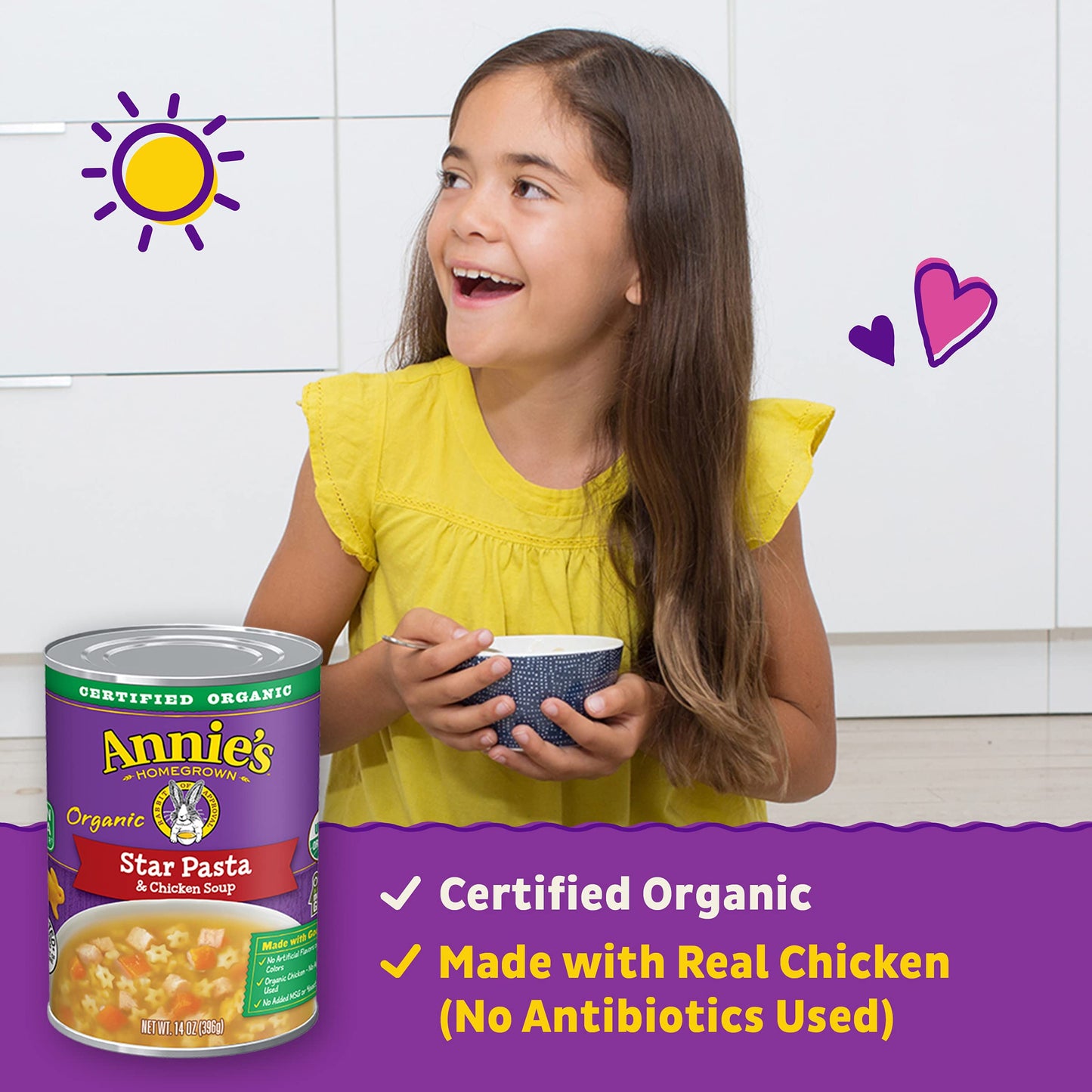 Annies Organic Star Pasta & Chicken Canned Soup, Ready To Serve, 14 oz.