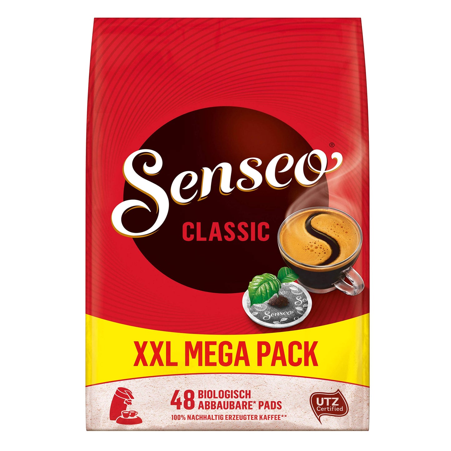 Senseo Classic Medium Roast Coffee Pods, 1 Pack, 48 Count, Smooth Flavor, Crema Layer On Top, Pads Compatible With Pelecom Machine