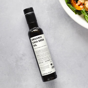 Erbology Organic Chia Seed Oil 8.5 Fl Oz - Cold-Pressed - Rich In Omega-3 (66%) And Vitamin E (330% Ri) - No Additives Or Preser