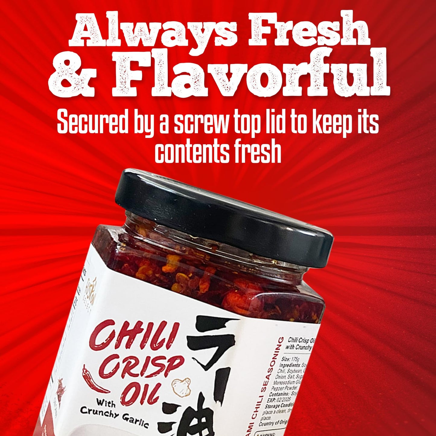 Fusion Select 350G Chili Crisp Oil - Crunchy Garlic Chili Oil, Umami Seasoning With Hot Peppers For Korean Ramen, Spicy Noodles,