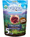 Subtle Earth Organic Coffee - Dark Roast - Whole Bean Coffee - 100% Arabica Beans - Low Acidity And Non-Gmo - 5Lb Bag