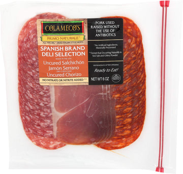 Colamecos, Spanish Brand Deli Meats - Uncured Salchichon, Jamon Serrano, & Uncured Chorizo, 6 oz