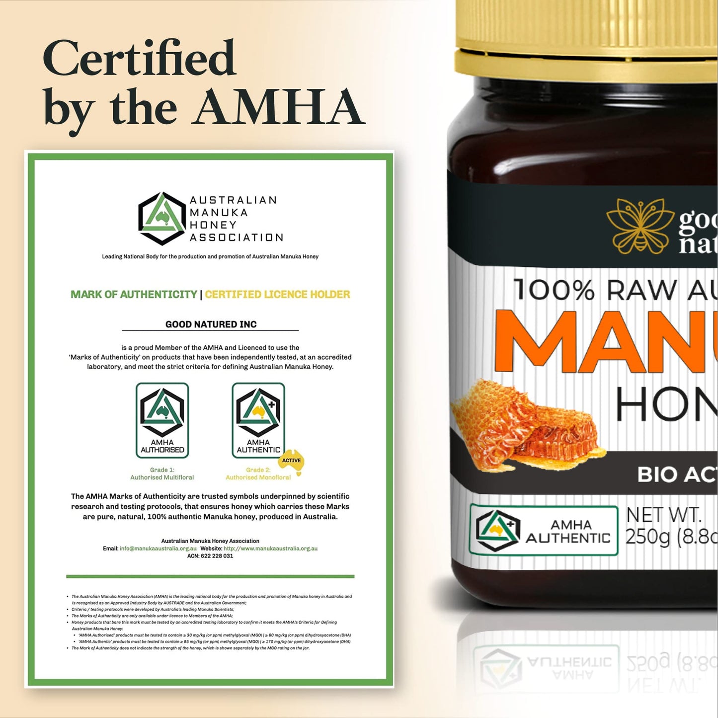 Good Natured Manuka Honey - Raw, Non-GMO, Lab-Tested, 8.8 oz, MGO 1200+