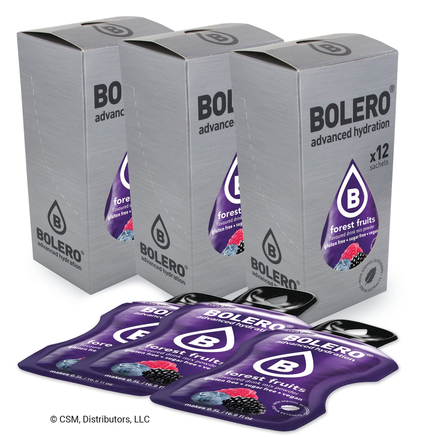 Bolero- Sugar Free Drink Mix Packets Forest Fruit Flavors | Powdered Flavored Water Packets | 36 Small Sachet On The Go Packets
