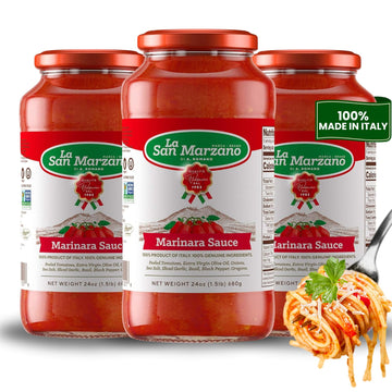 La San Marzano Marinara Sauce, 24 oz, Pasta Sauce Made in Italy, All Purpose Tomato Premium Quality, All Natural, Mediterranean 