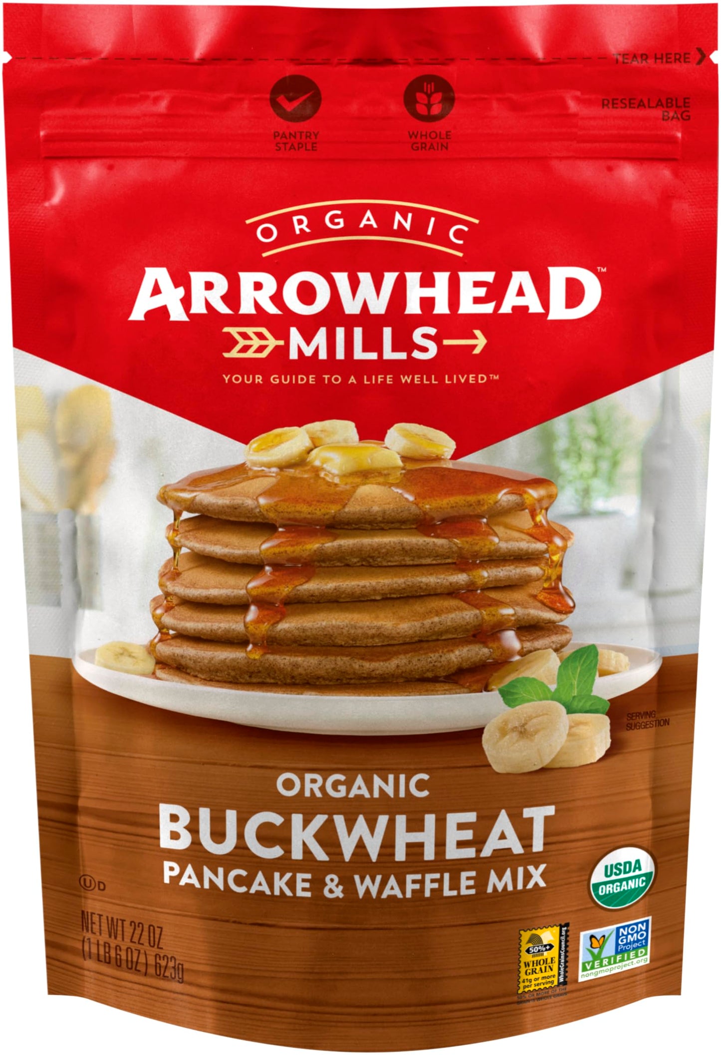 Arrowhead Mills Organic Buckwheat Pancake & Waffle Mix, 22 oz Bag