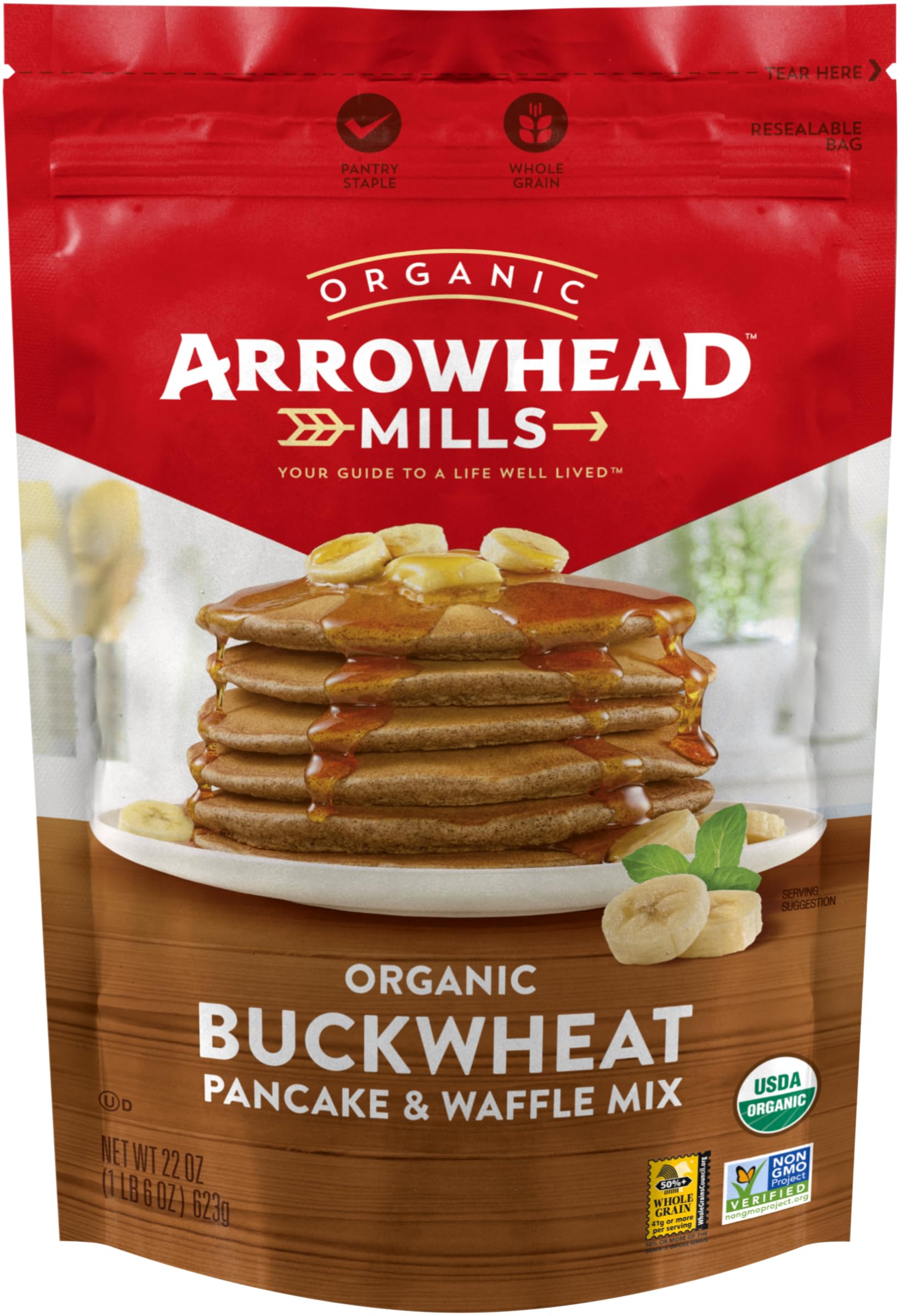 Arrowhead Mills Organic Buckwheat Pancake & Waffle Mix, 22 oz Bag