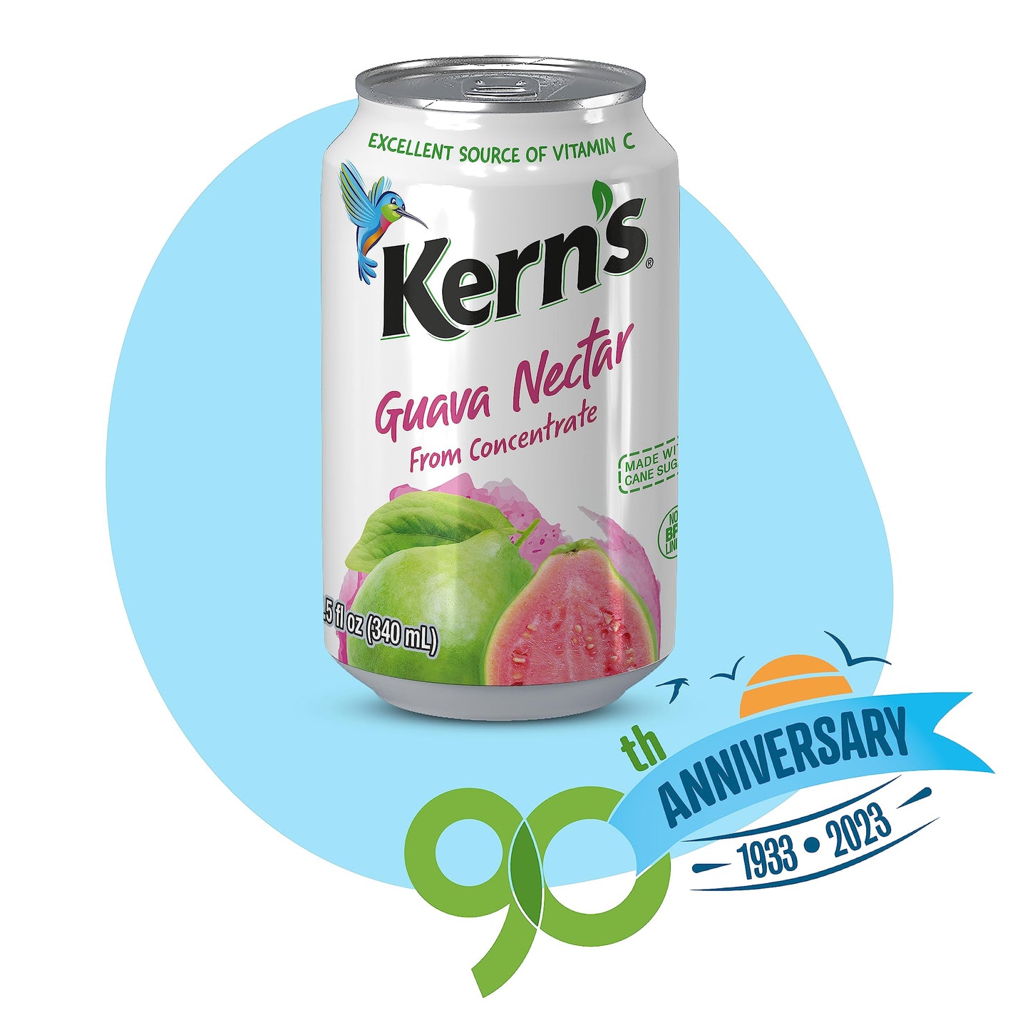 Kerns Tropical Fruit Nectar Juice Variety Pack - Strawberry Banana & Guava - 11.5oz, 12 Pack Canned Drinks