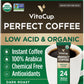 Vitacup Perfect Low Acid Instant Coffee Packets, Dark Roast Coffee, Usda Organic & Fair Trade, Third Party Tested For Mycotoxins & Pesticides, Single Origin, Clean & Pure, 24 Ct