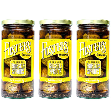 Fosters Pickled Brussel Sprouts- Original- 16Oz (3 Pack)- Pickled Brussels Are Fresh, Gluten Free, Fat Free And Preservative Fre