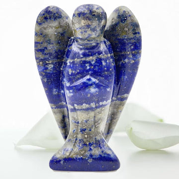 Earth Therapy Pocket Guardian Angel With Serenity Prayer Card - Blue Lapis Lazuli Natural Crystal Healing - Gift For Yourselves 