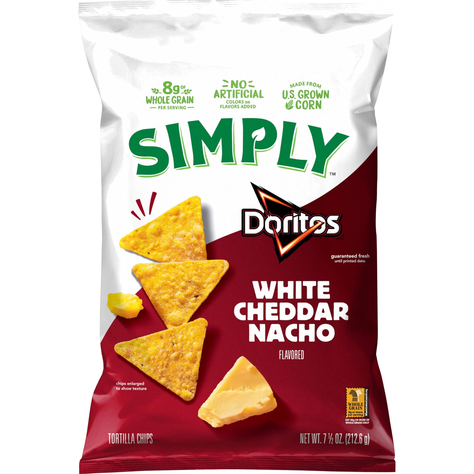 Simply Doritos White Cheddar Nacho Tortilla Chips  7.5 Oz