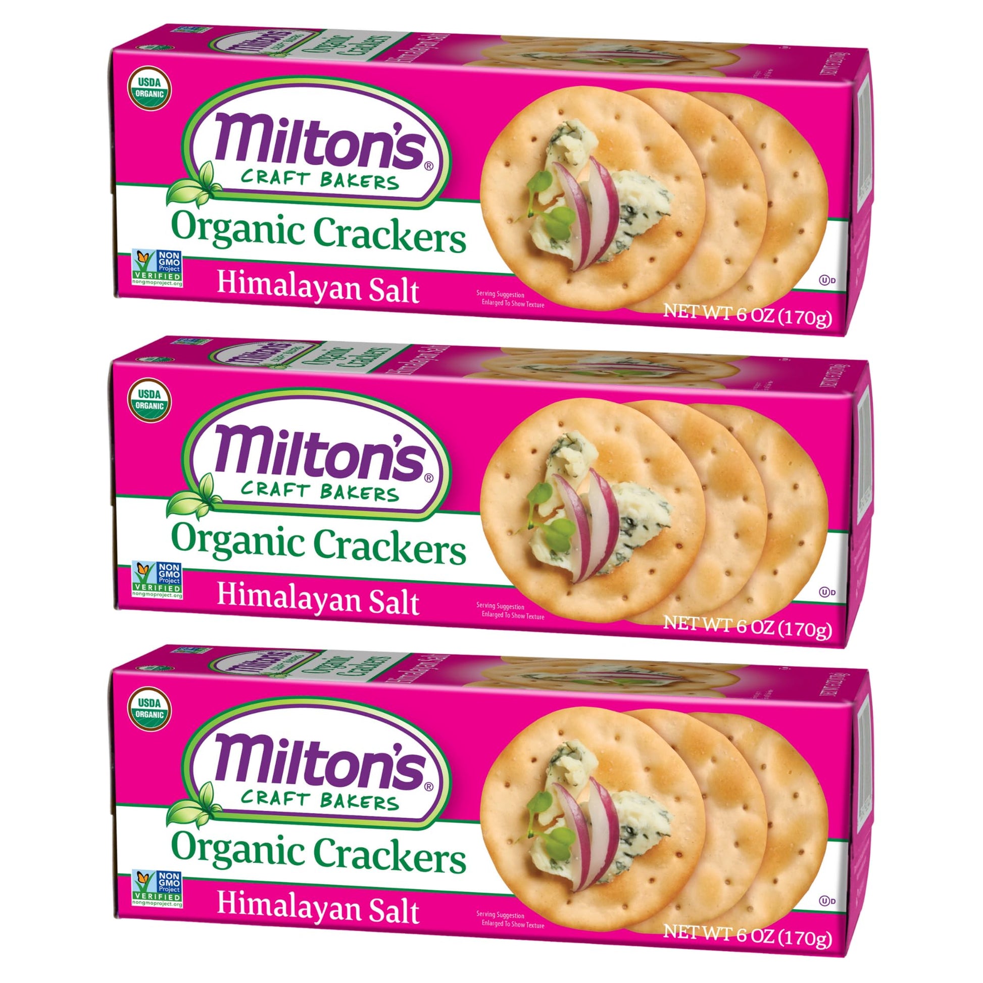 Miltons Craft Bakers Organic Himalayan Salt Crackers - Healthy Crackers, Certified Organic, Non-GMO Project Verified, Kosher, C