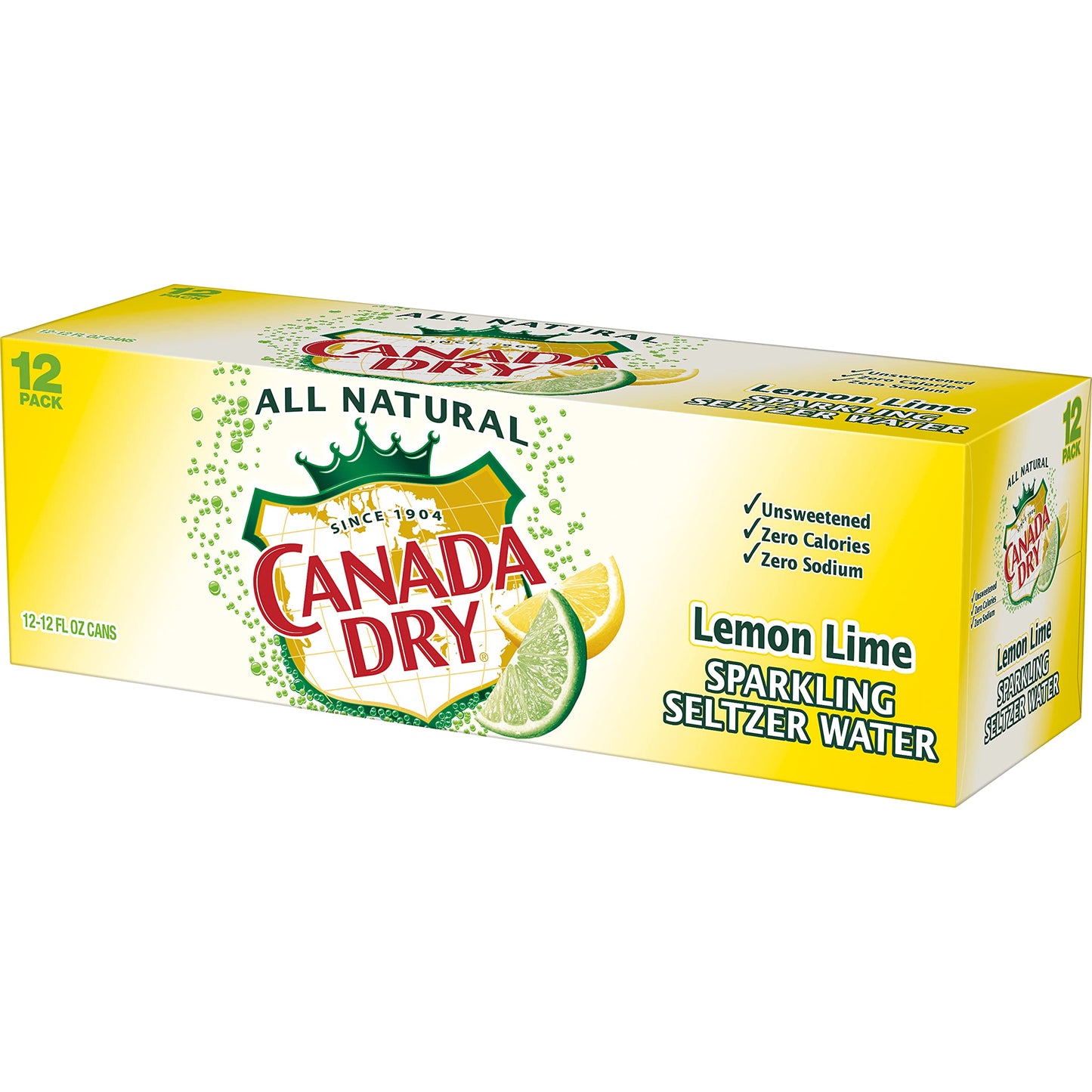 Canada Dry Lemon Lime Sparkling Seltzer Water, 12 fl oz cans, 12 pack, Refreshing Carbonated Beverage