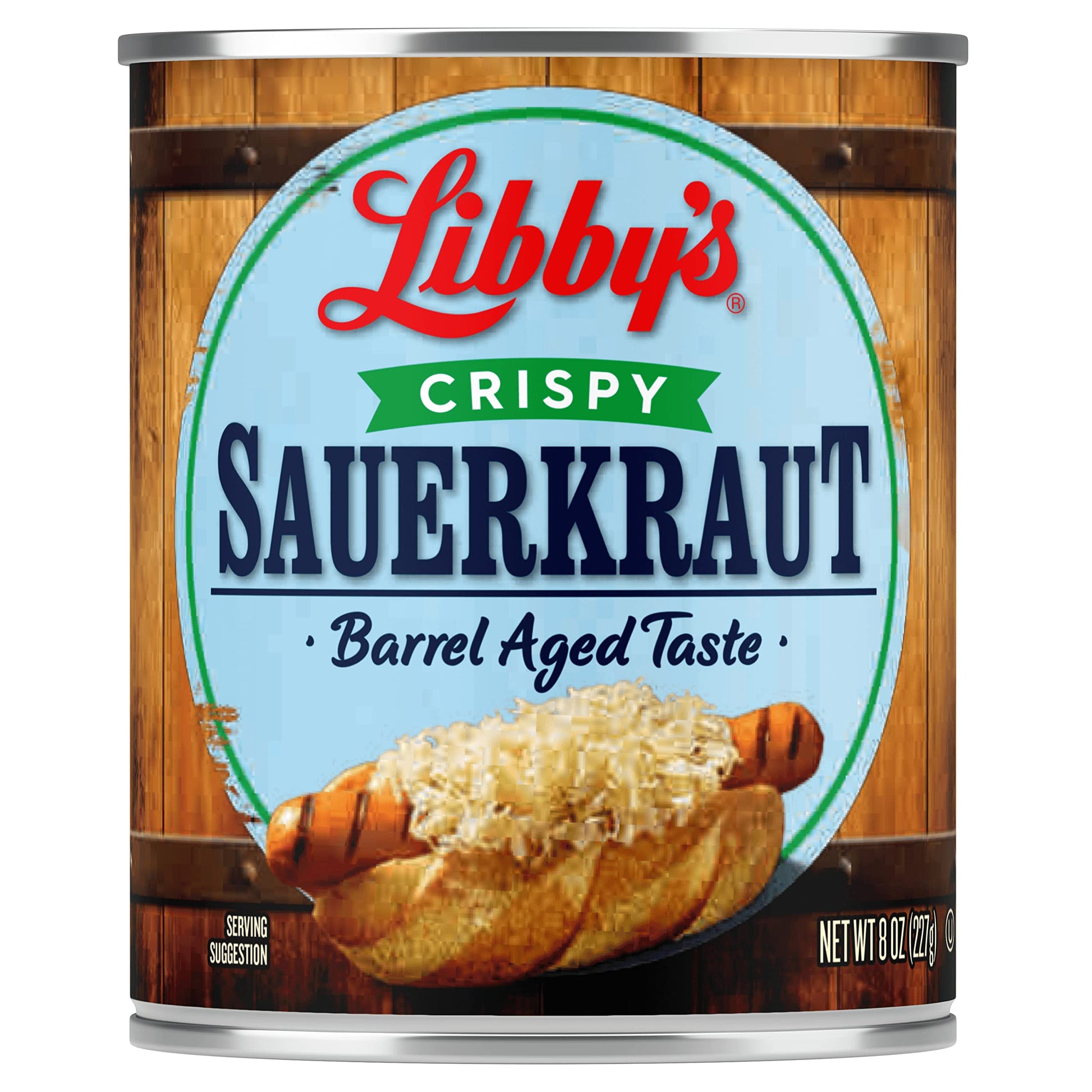 Libby's Crispy Sauerkraut | Classic Barrel Aged Tangy-Sour Taste | Crunchy | Translucent Golden Color | Shredded White Cabbage, 