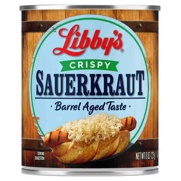 Libby's Crispy Sauerkraut | Classic Barrel Aged Tangy-Sour Taste | Crunchy | Translucent Golden Color | Shredded White Cabbage, 