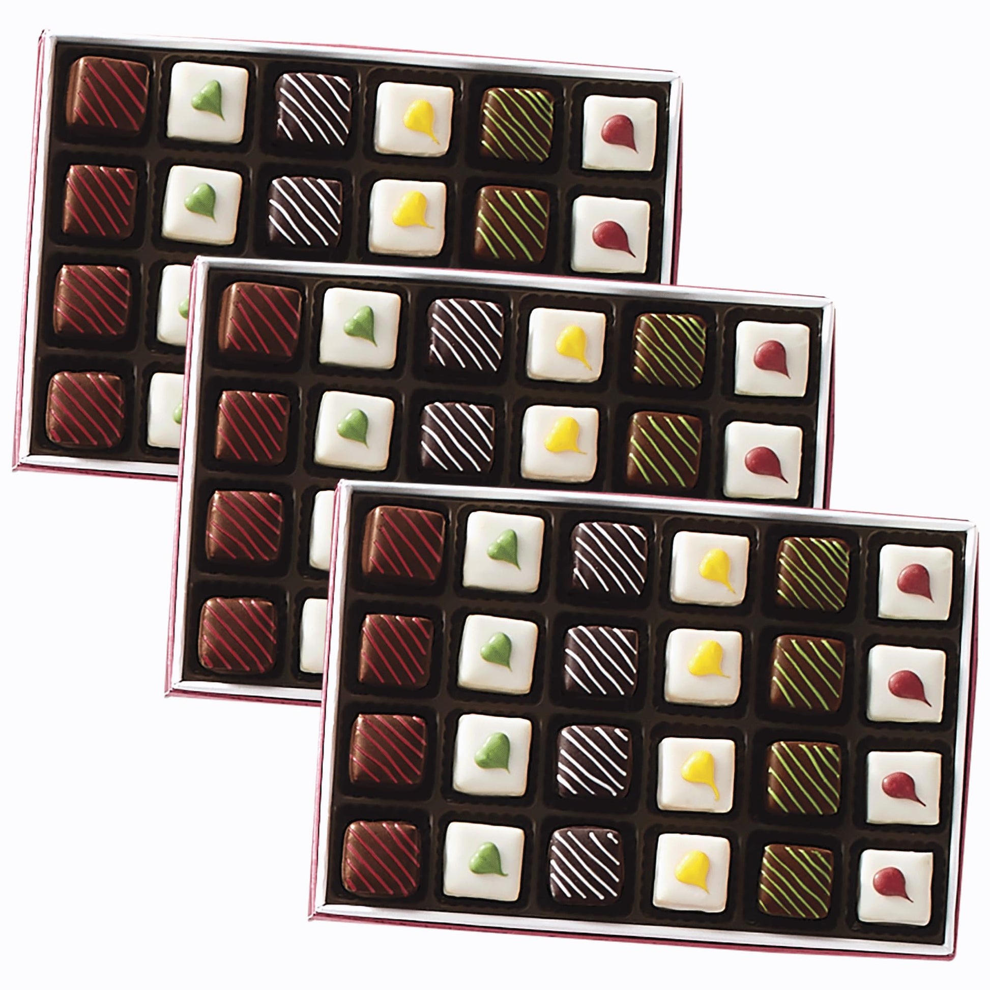 3 Holiday Gift Boxes - The Swiss Colony Christmas Petits Fours - Assorted Chocolate and Swiss Creme Gourmet Mini Layer Cakes Hol
