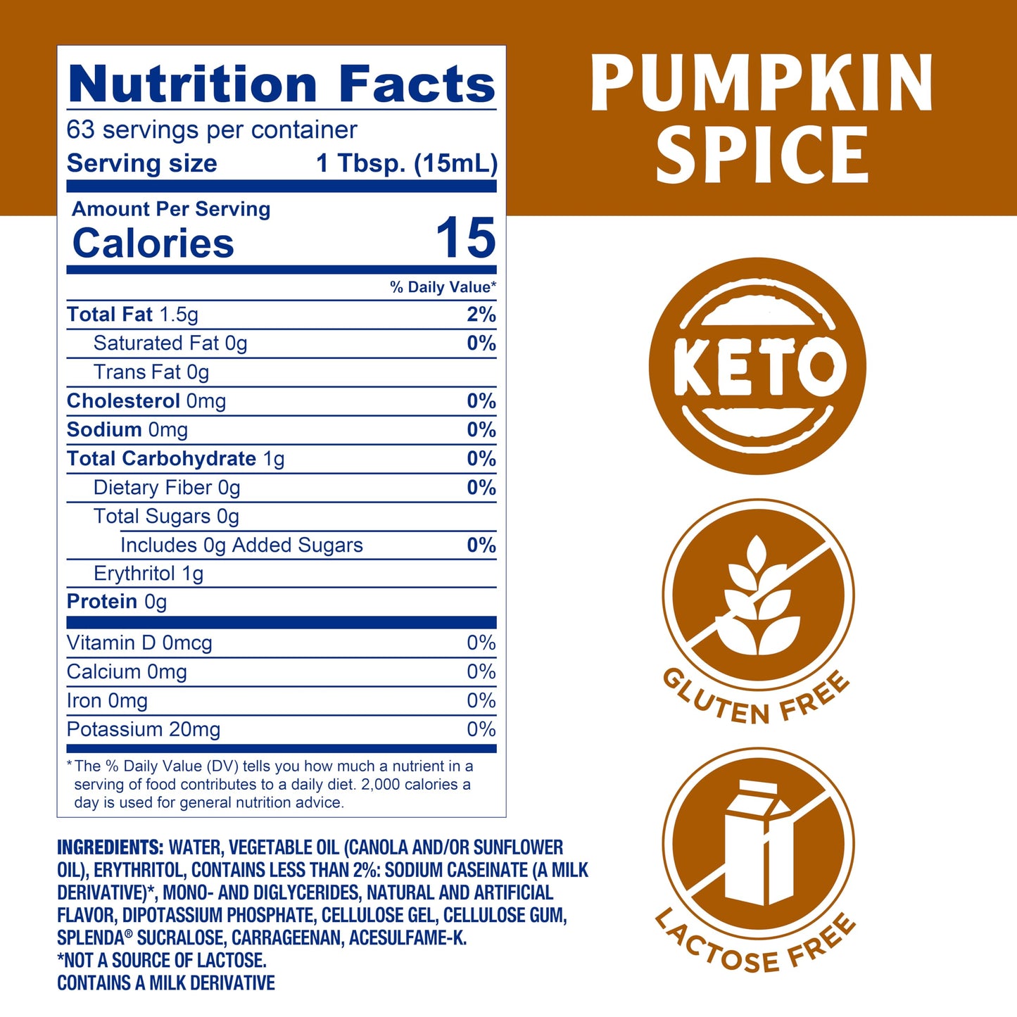 SPLENDA Sugar Free Pumpkin Spice Coffee Creamer  32 Fl Oz.