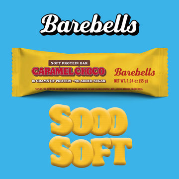 Barebells Soft Protein Bars Caramel Choco - 12 Count, Pack Of 2 - Protein Snacks With 16G Of High Protein - Fluffy Chocolate Pro