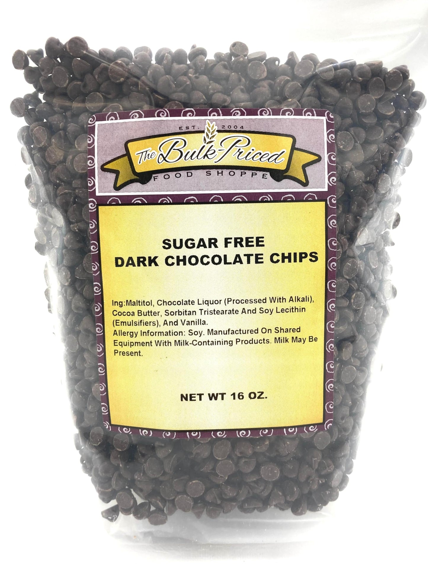 The Bulk-Priced Food Shoppe Sugar Free Dark Chocolate Chips, 1lb Resealable Bag
