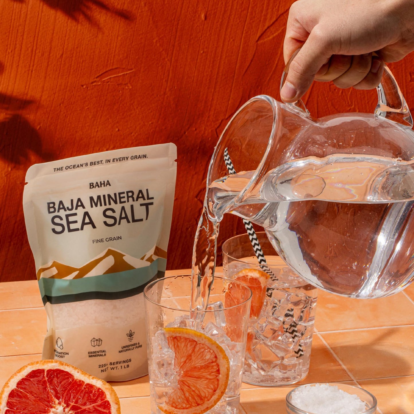 BAHA - Baja Mineral Sea Salt | Fine Grain Baha Mineral Salt from Sea of Cortez | Low Sodium & Mineral | For Cooking  Plating and Hydration | Traceable Origins | 1 Lb. Bag