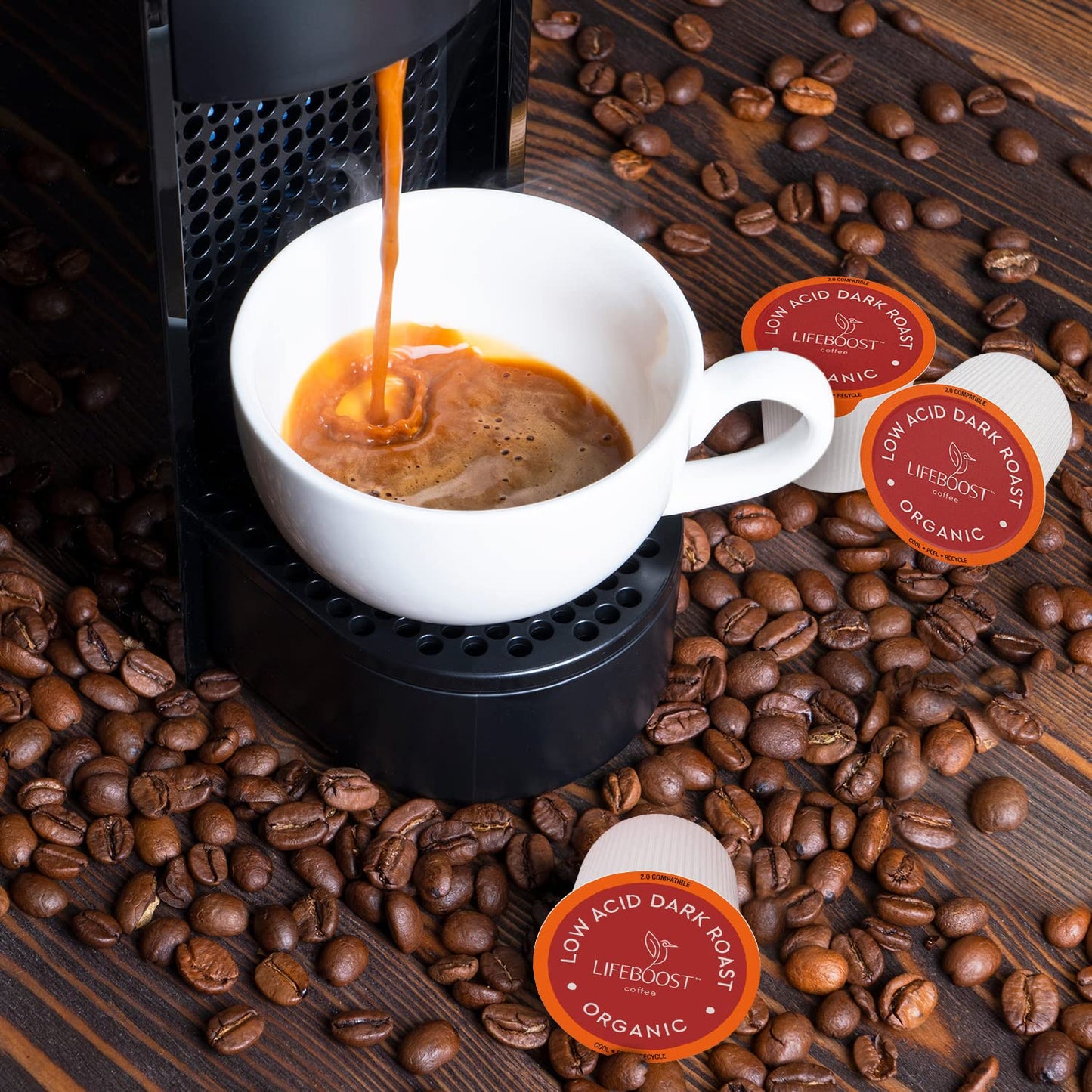 Lifeboost Dark Roast Low Acid Coffee K Cups - Single Origin Mold Free Non-Gmo Organic Coffee Pods - Compatible With Keurig & Keu