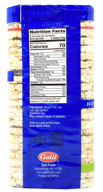 Galil Ultra-Thin Rice Cakes With Sea Salt Pack Of 3 |All-Natural, Non-Gmo, Low Fat, Gluten-Free Rice Cakes 3.5 Ounce