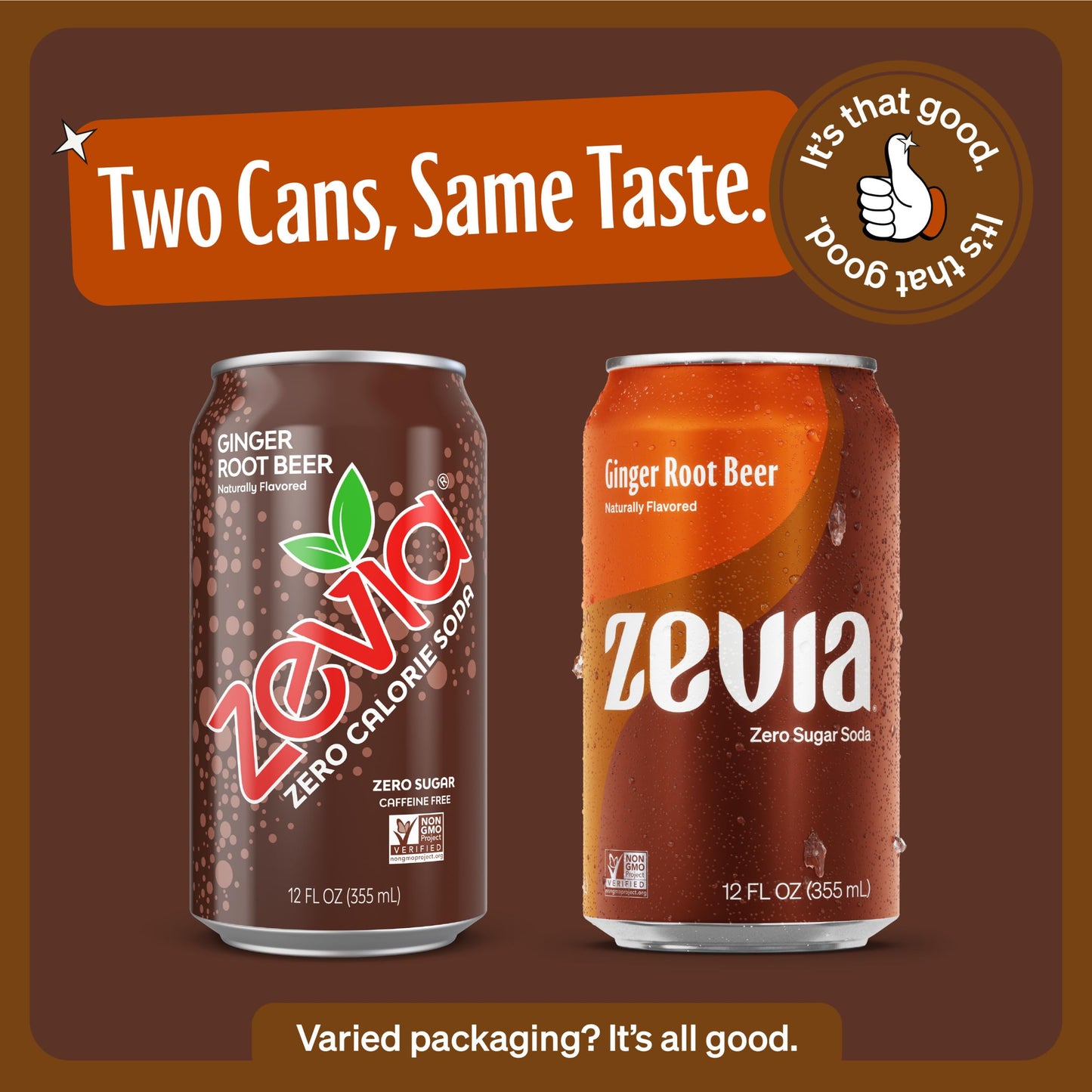Zevia Zero Sugar Soda, Ginger Root malt-inspired, 12 oz Cans, 8-Pack, Naturally Sweetened, Non-GMO, Gluten-Free, Vegan