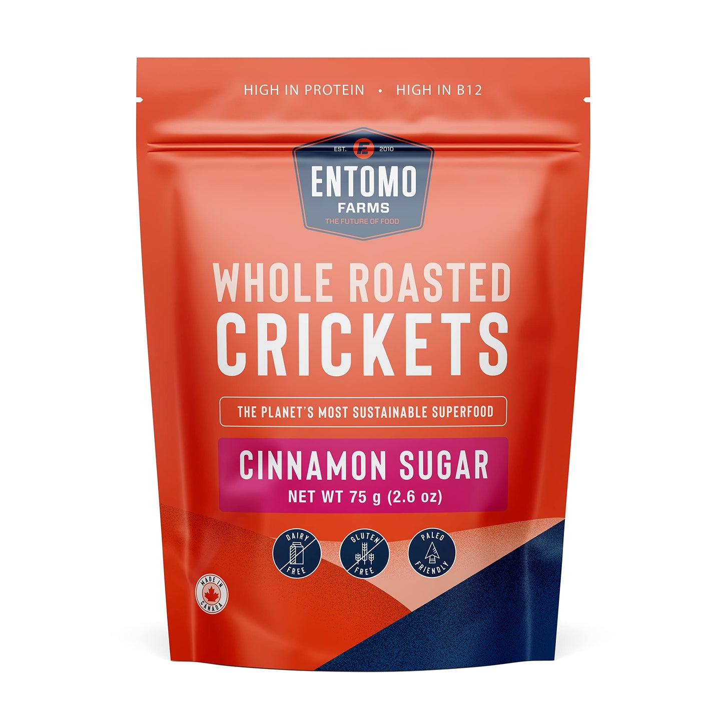 ENTOMO FARMS Seasoned Whole Roasted Crickets (Cinnamon Sugar Flavored Cricket, 2.6 oz)