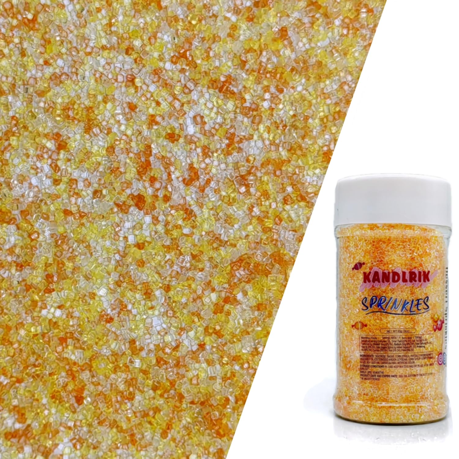 Edible Sanding Sugar Sprinkles for Cookie Decorating, Sugar Sprinkle Mix For Celebration Cakes, Cupcakes, Cookies, 3OZ (Orange&Y