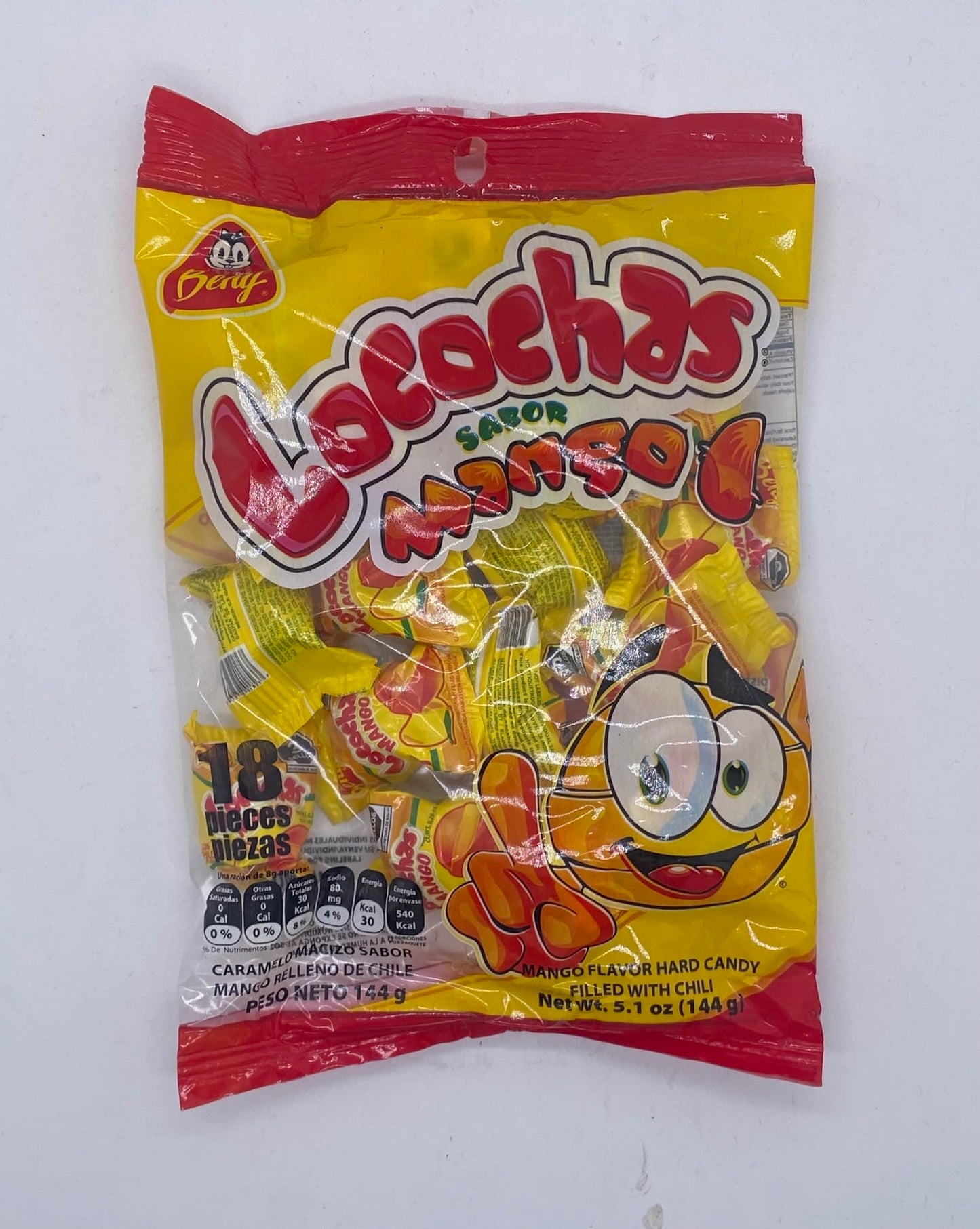 Beny Locochas Peg Bag Hard Candy With Chili Powder Center 5.1Oz 18Pcs (Watermelon (Sandia))