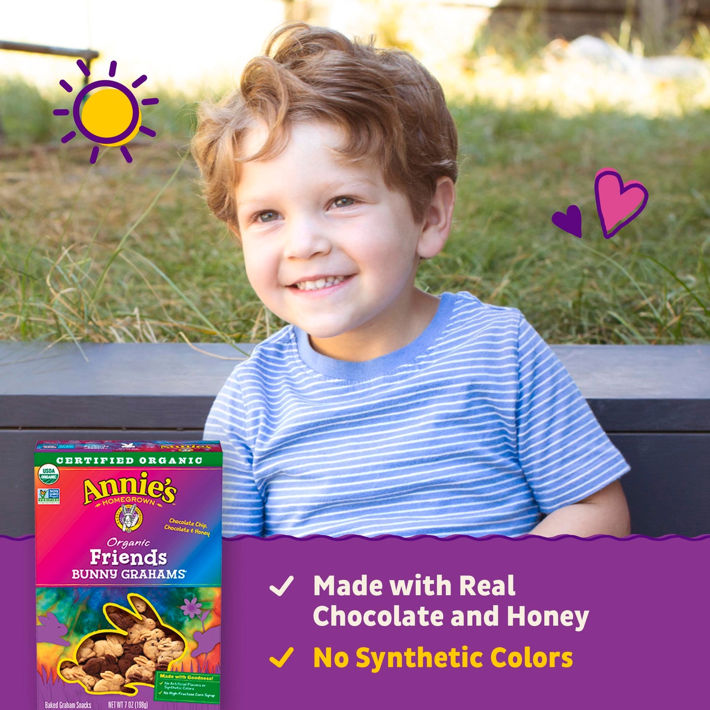 Annie'S Organic Friends Bunny Graham Snacks, Chocolate Chip, Chocolate & Honey, 7 Oz.