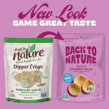 Back to Nature Rosemary Garlic Gluten Free Dipper Crisps, Vegan & Non-GMO Crackers for Dipping, 3.2 Ounce Snack Pack