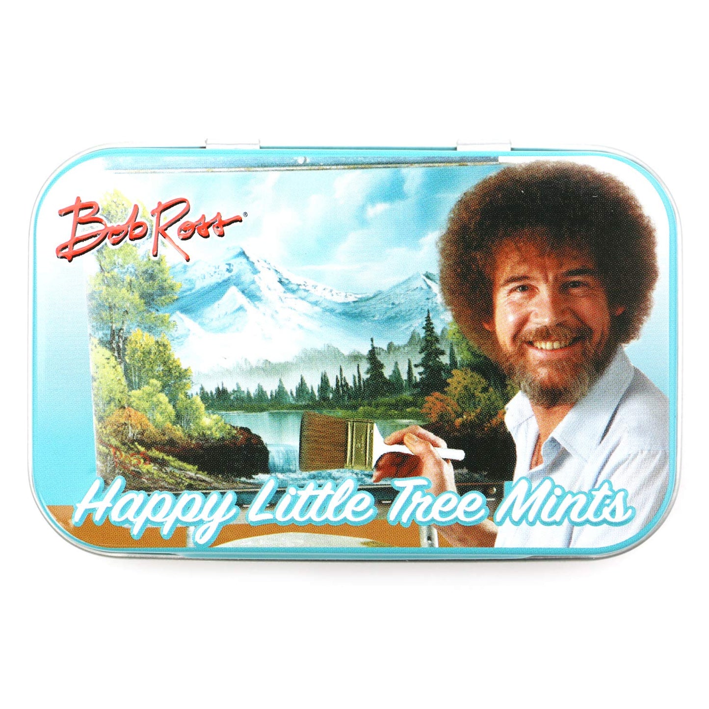 Bob Ross Happy Little Tree Mints Tin Candy (2 Pack) Peppermint Flavor Gift Stuffer With 2 Gosutoys Stickers
