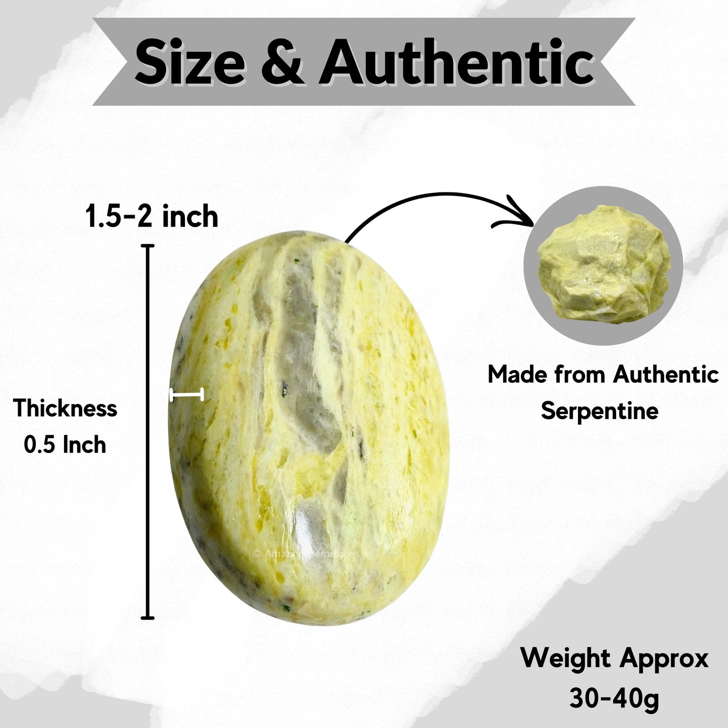 Serpentine Palm Stone - Pocket Massage Worry Stone For Natural Body Chakra Balancing, Reiki Healing And Crystal Grid