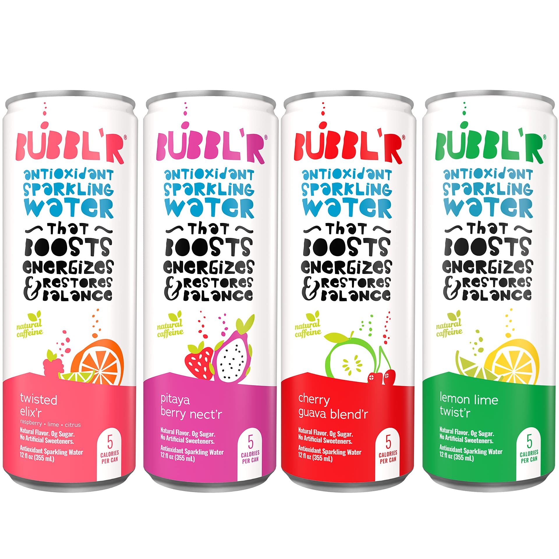 Bubblr Antioxidant Sparkling Water Variety Pack, 12 Fl Oz Cans, 24 Count