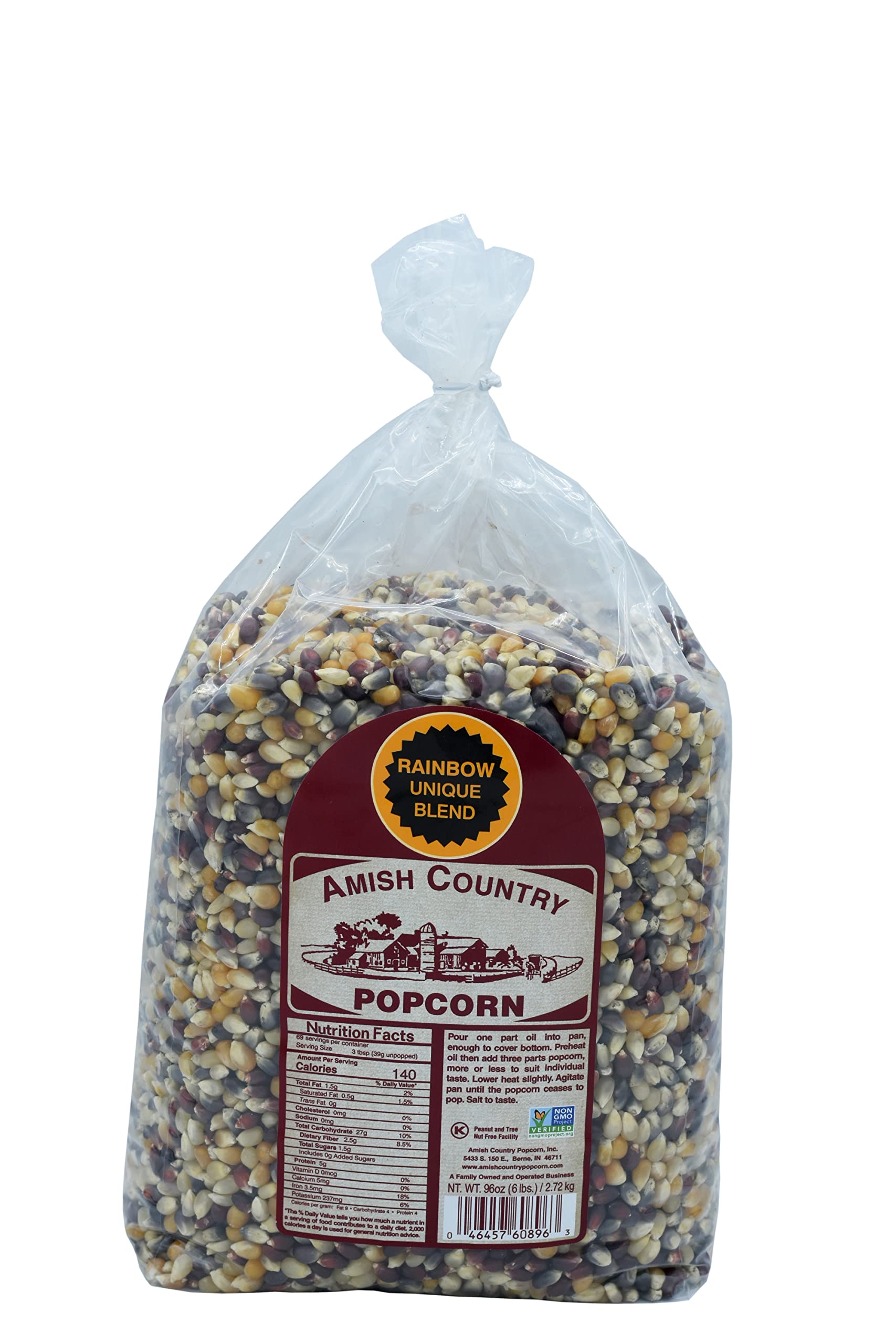 Amish Country Popcorn | 6 Lb Bag | Rainbow Popcorn Kernels | Old Fashioned, Non-Gmo And Gluten Free (Rainbow - 6 Lb Bag)