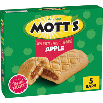Motts Soft Baked Apple Filled Bars, Apple Flavor Snacks, Made with Real Fruit, 5 Ct, 6.55 oz