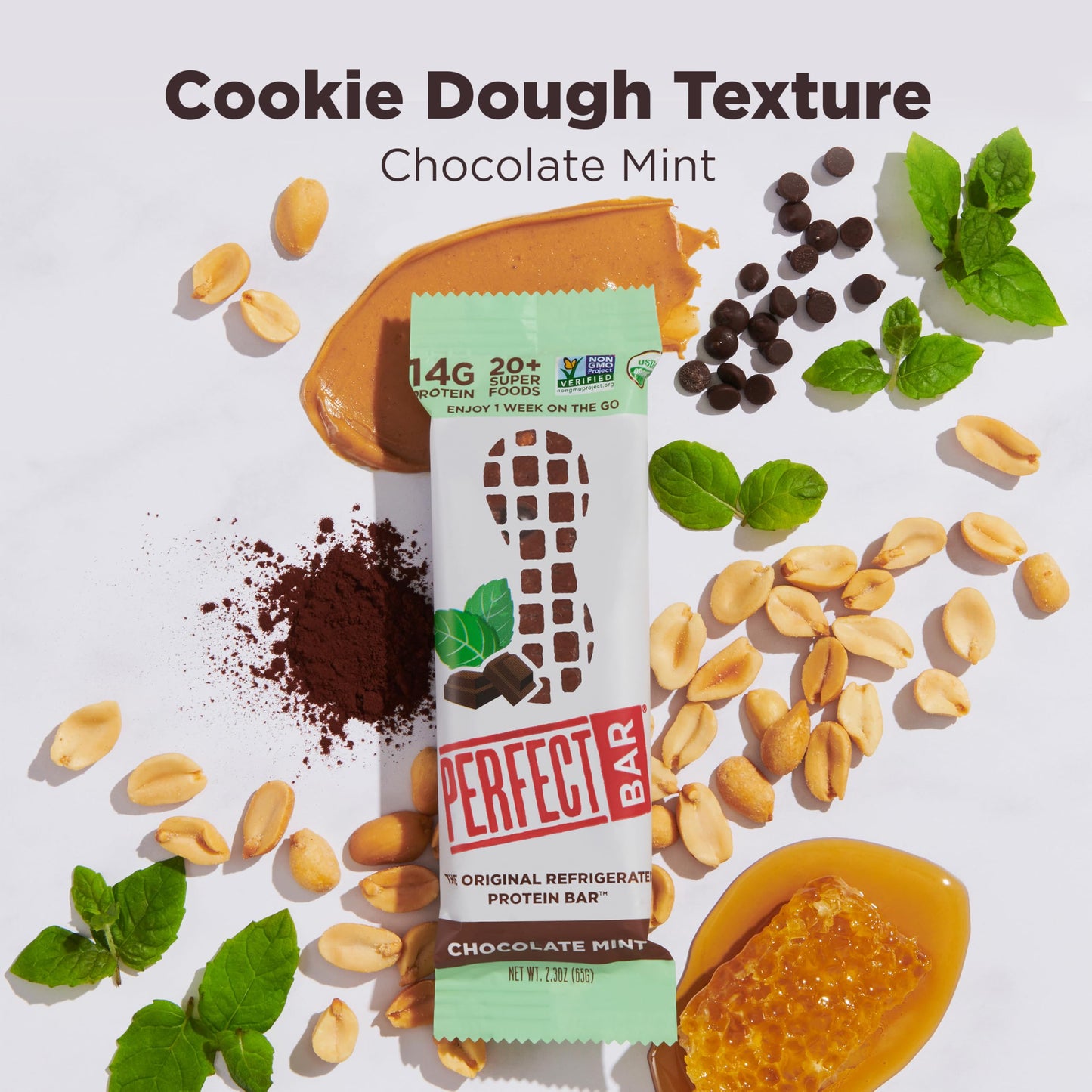 Perfect Bar Chocolate Mint Protein Bar - Organic, Gluten Free, Non-GMO, 24 Count, 2.3 Ounce Bars