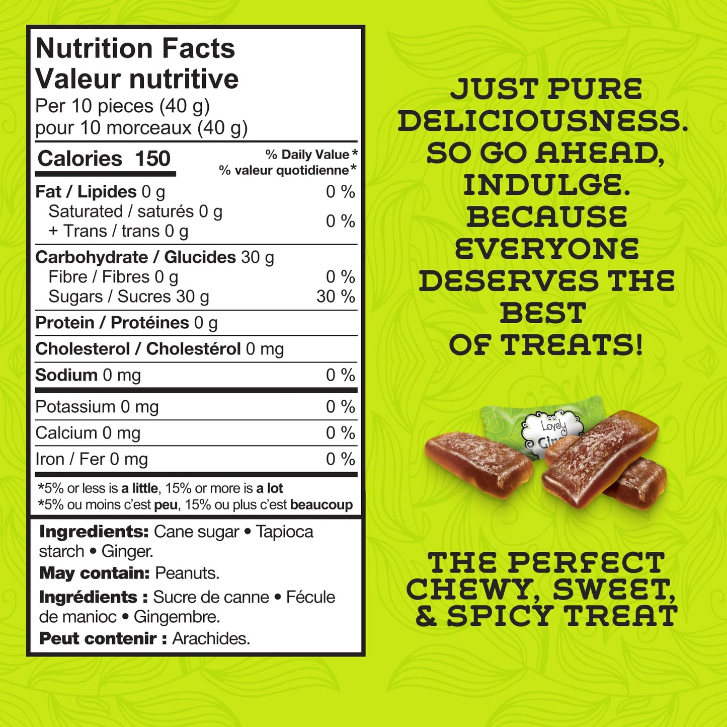 Lovely Candy Co. Original Ginger Chews, Made with Real Ginger, Individually Wrapped, 5oz (6-Pack) | Gluten-Free, Non-GMO, NO Art